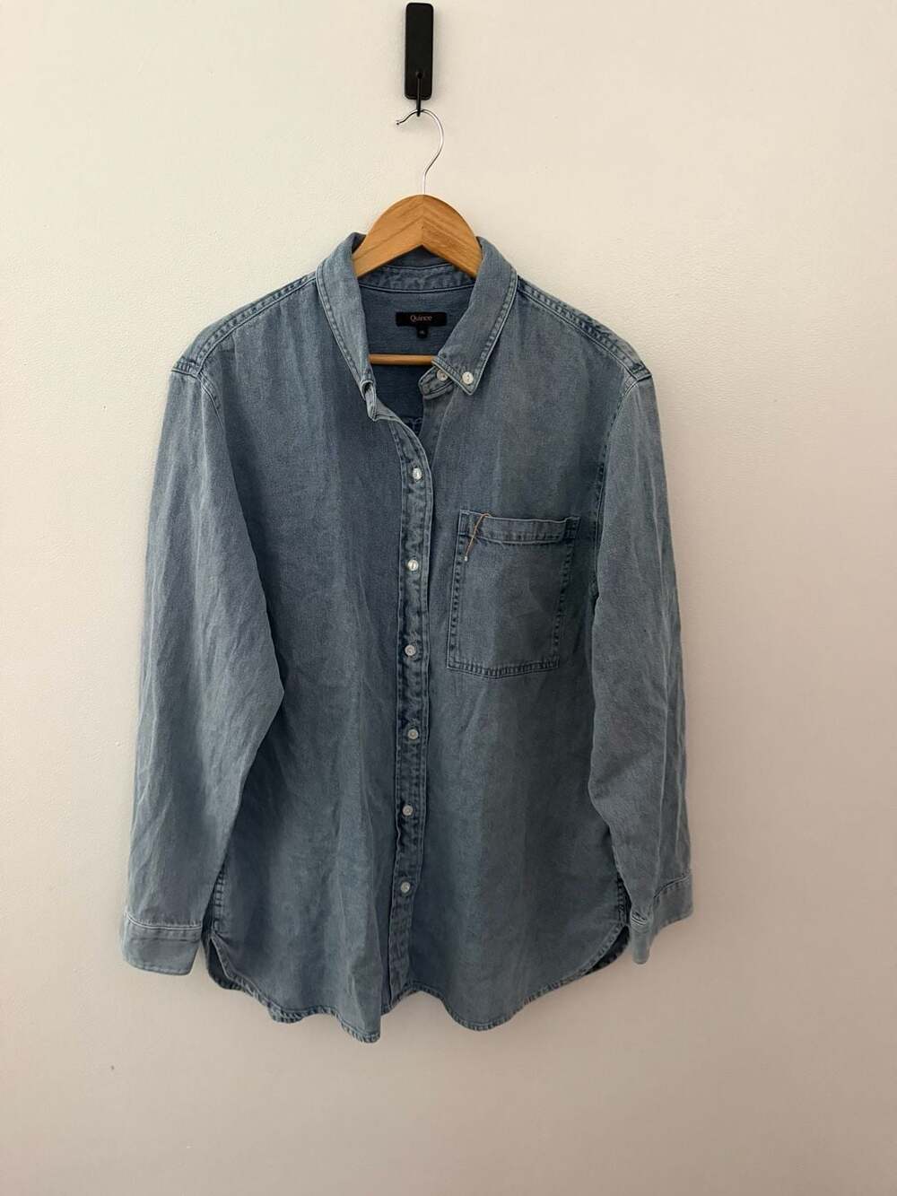 Quince Denim Button-Down Shirt Size XL Blue Cotton